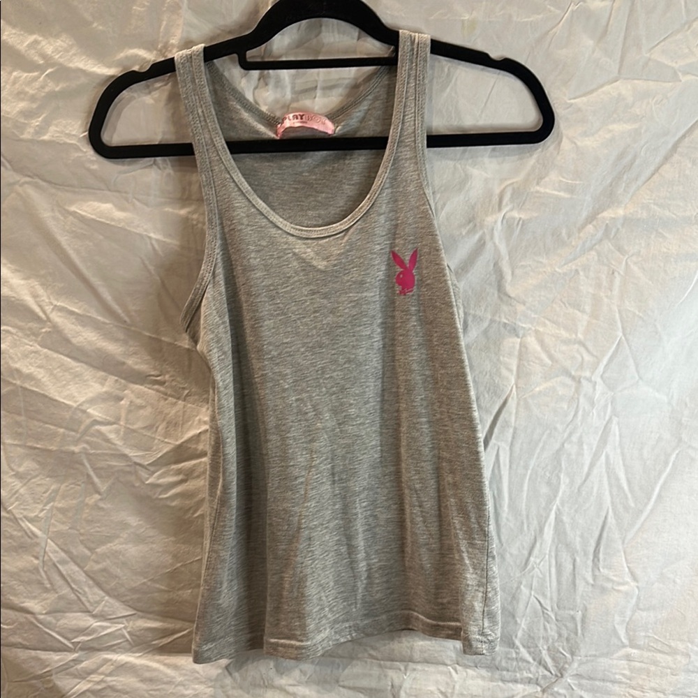 PLAYBOY Gray Fitted Sleeveless Tank Top